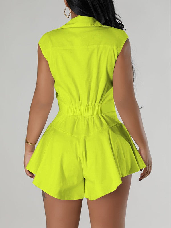 Morchique Button-Front Sleeveless Romper