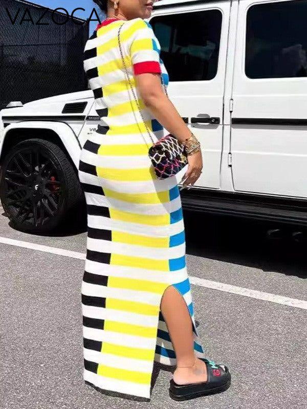 Stripe Side-Slit Dress
