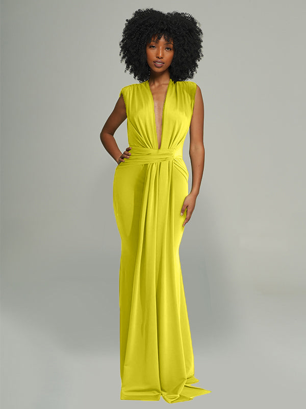 Plunge Sleeveless Maxi Dress