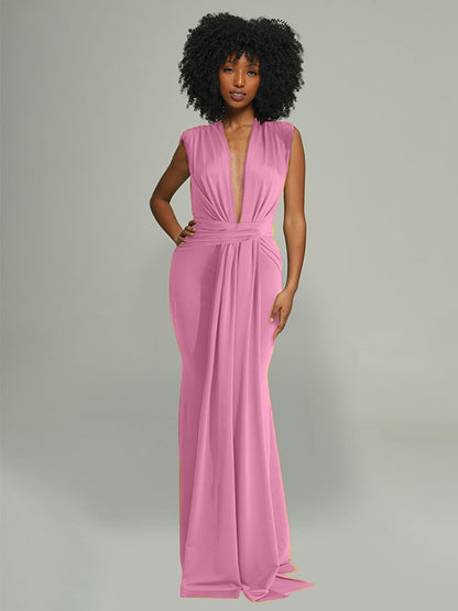 Plunge Sleeveless Maxi Dress