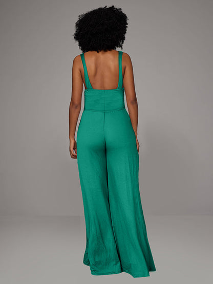 Twisted Sleeveless Wide-Leg Jumpsuit