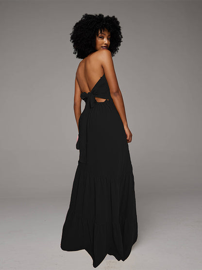 Solid Halter Maxi Dress -- sold out