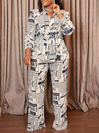 Gorgeousladie Printed Tied Shirt & Pants Set