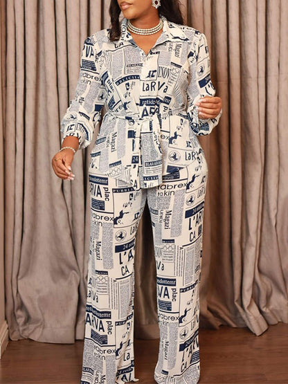 Gorgeousladie Printed Tied Shirt & Pants Set