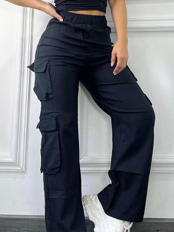 Plus Size Solid Cargo Pants