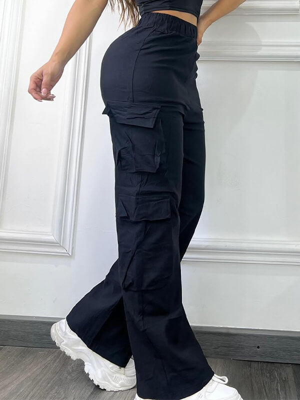 Plus Size Solid Cargo Pants