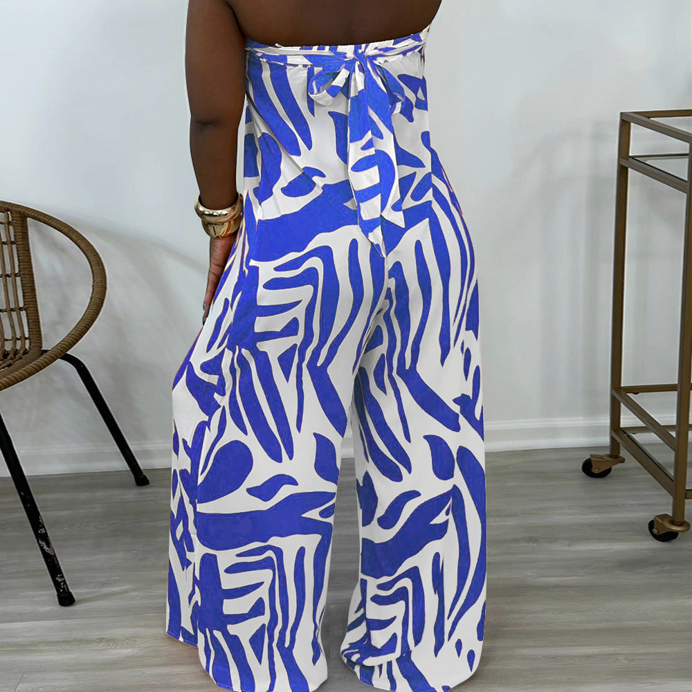 Morchique Printed Strapless Wide-Leg Jumpsuit