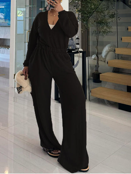 Solid V-Back Jumpsuit