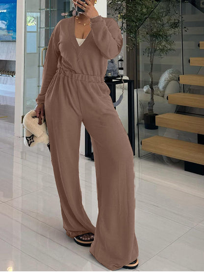 Solid V-Back Jumpsuit