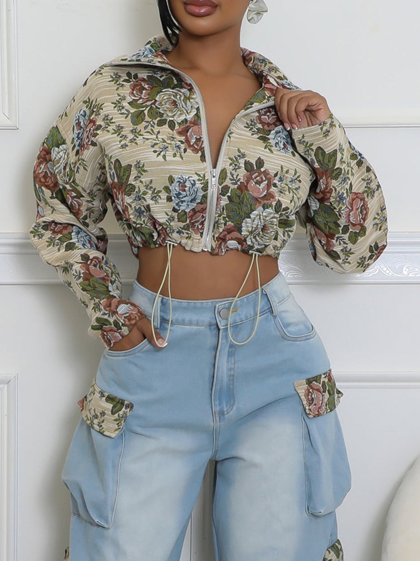 Printed Zip-Front Jacket