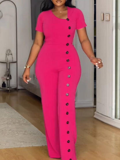 Asymmetric Button Jumpsuit
