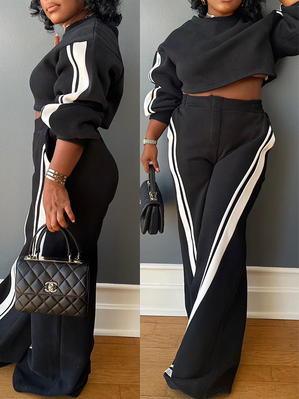 Stripe Sweatshirt & Pants Set