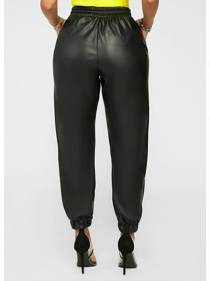 Gorgeousladie Faux-Leather Jogger Pants