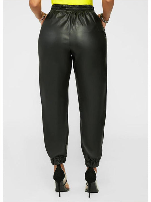 Gorgeousladie Faux-Leather Jogger Pants