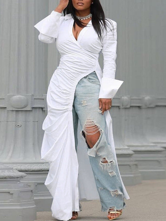 Morchique Solid Slit Tunic Shirt