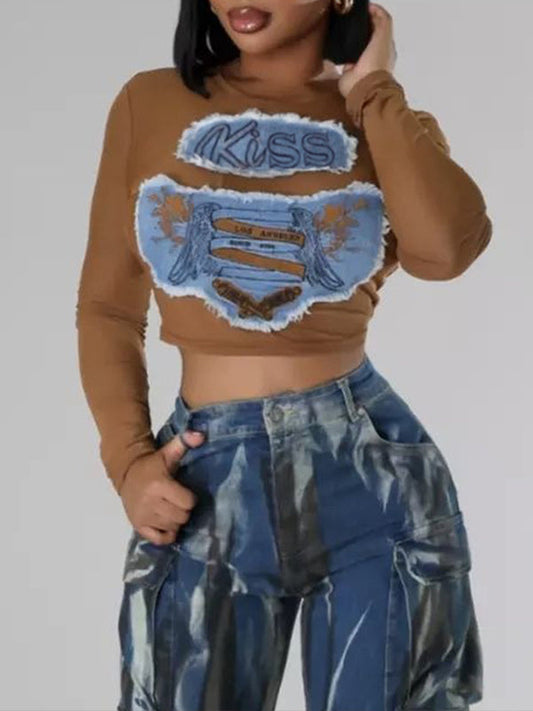 Denim Combo Sheer Tee