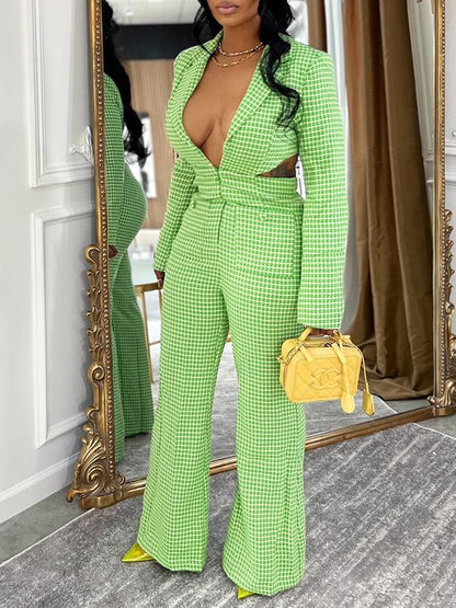 Checked Cutout Jumpsuit