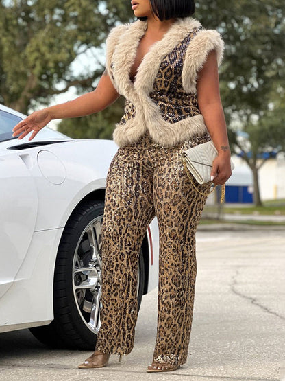 Leopard Sequin 2PC Set