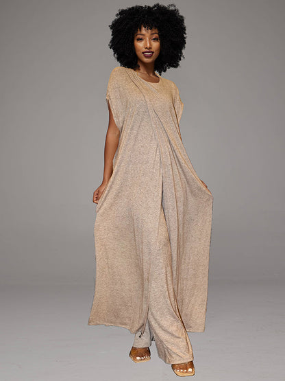 Tunic Slit Top & Wide Leg Pants Set -- sold out