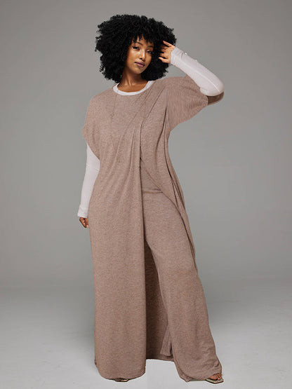Tunic Slit Top & Wide Leg Pants Set -- sold out