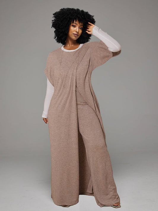 Tunic Slit Top & Wide Leg Pants Set -- sold out