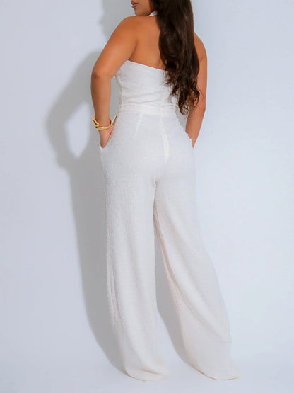 Twisted Halter Wide-Leg Jumpsuit