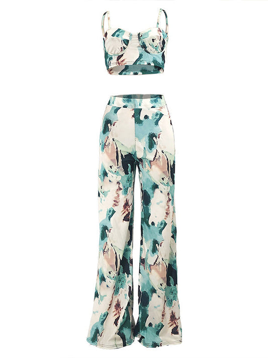 Morchique Printed Cami Top & Wide-Leg Pants Set