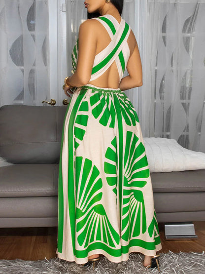 Printed Tied Sleeveless Dress