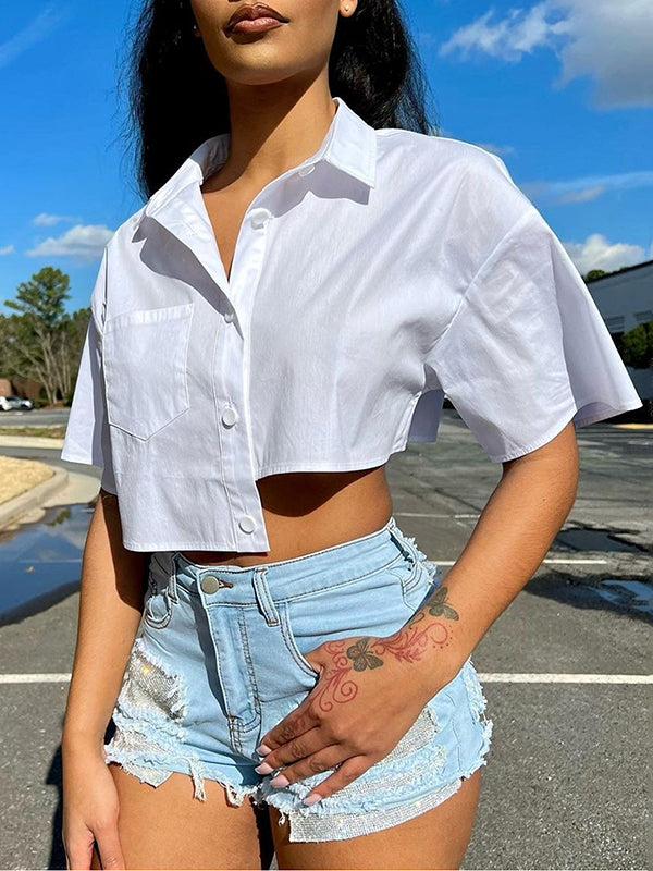Solid Cropped Shirt