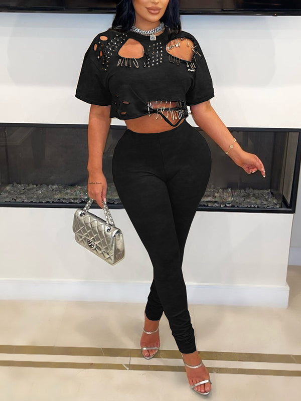 Ripped Tee & Pants Set