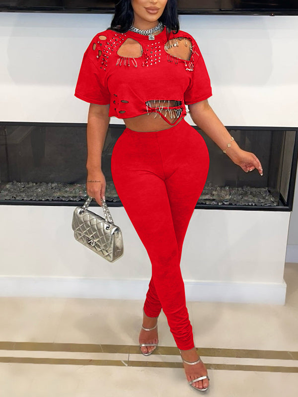 Ripped Tee & Pants Set