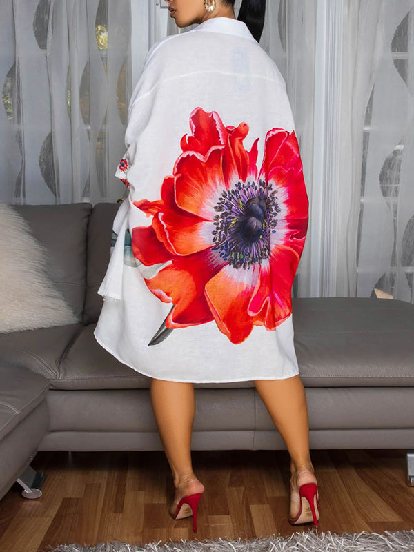 Floral Printed Shirt Dress