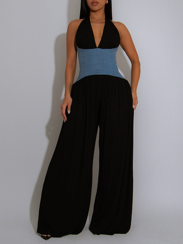 Halter Combo Wide-Leg Jumpsuit