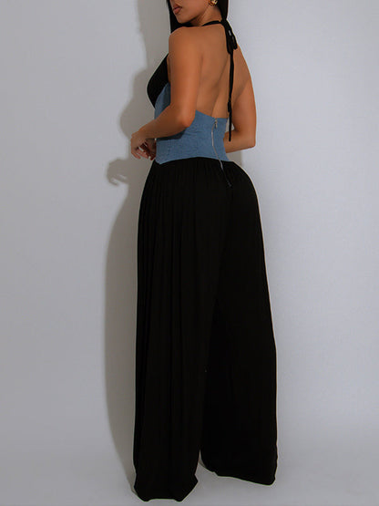 Halter Combo Wide-Leg Jumpsuit