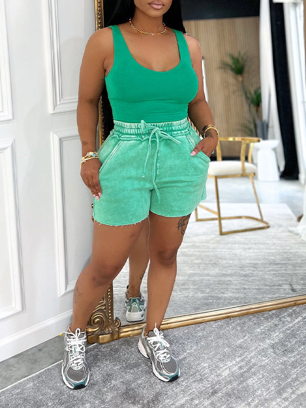 Tank Top & Washed Shorts Set