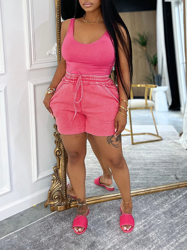 Tank Top & Washed Shorts Set