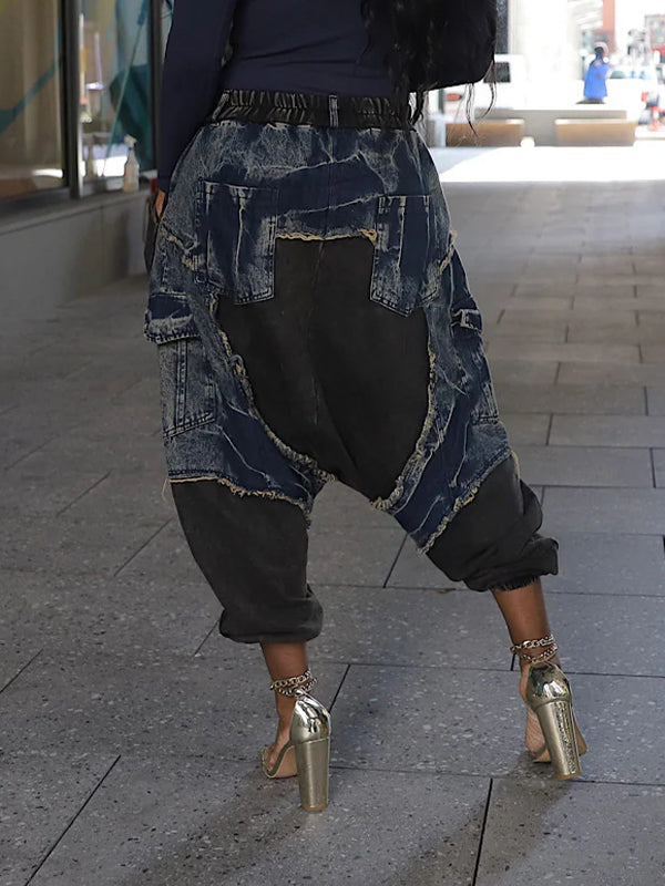 Colorblock Combo Harem Jeans