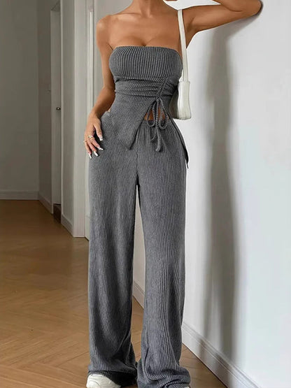 Ribbed Tube Top & Pants Set