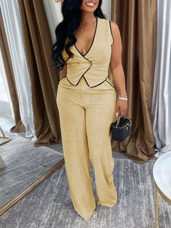 Piping Vest & Pants Set