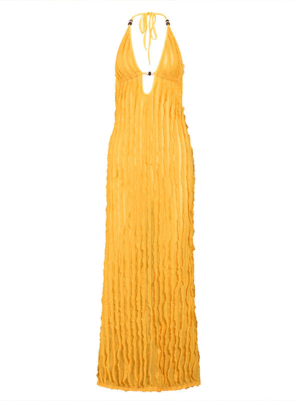 Halter Ruched Maxi Dress