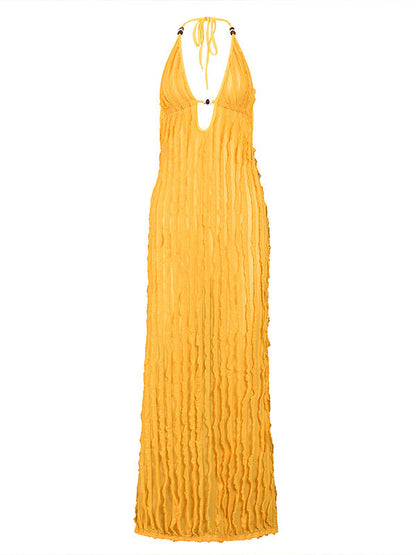 Halter Ruched Maxi Dress