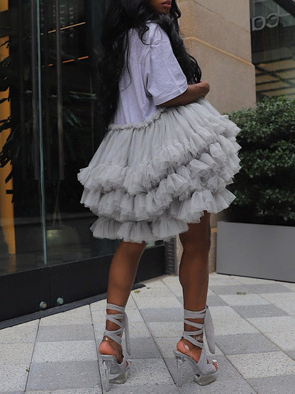 Ruffle Sheer Combo Tee Dress