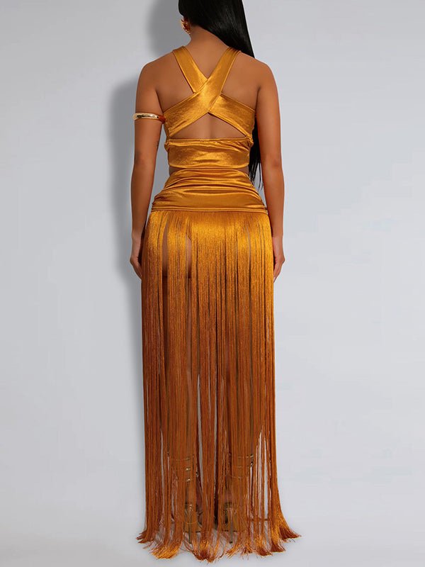 Bandeau Top & Fringe Skirt Set