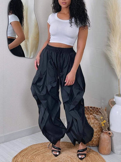Wide-Leg Combo Jogger Pants