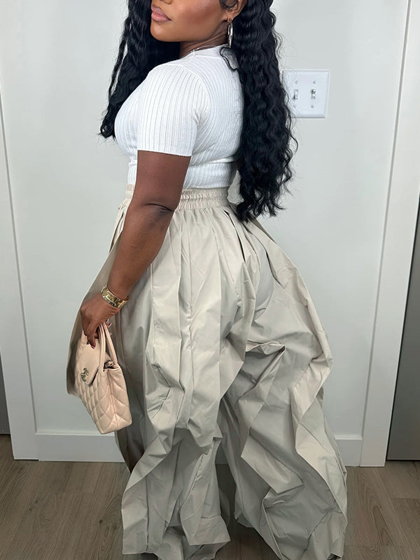 Wide-Leg Combo Jogger Pants