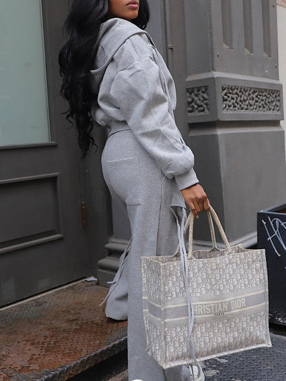 Fringe Zip Hoodie & Pants Set