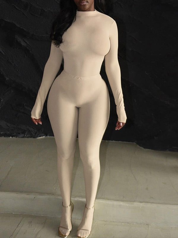 Solid Bodysuit & Leggings Set