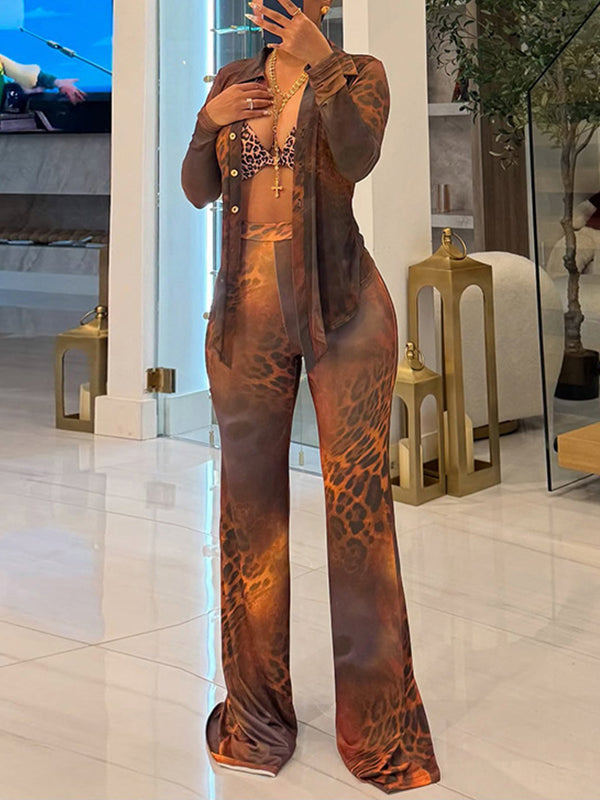 Printed Shirt & Flared Pants Set