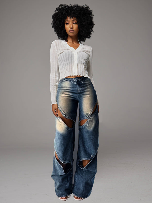 Wash Cutout Jeans