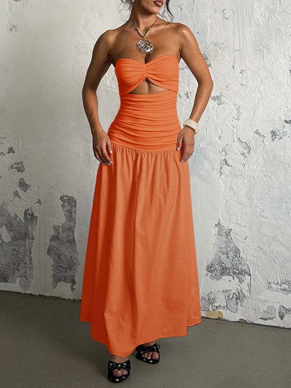 Solid Cutout Tube Dress